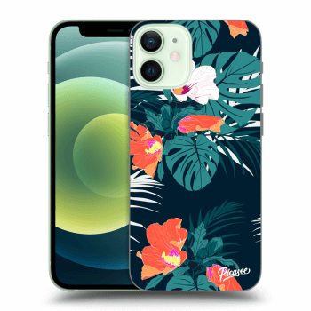 Picasee Apple iPhone 12 mini Hülle - Schwarzes Silikon - Monstera Color