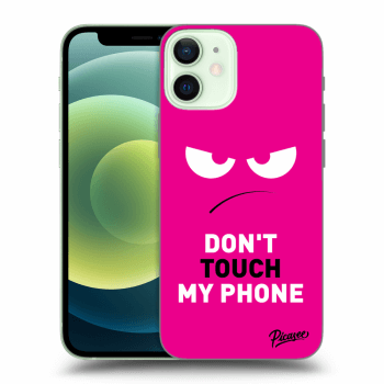 Picasee Apple iPhone 12 mini Hülle - Schwarzes Silikon - Angry Eyes - Pink