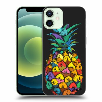 Picasee Apple iPhone 12 mini Hülle - Schwarzes Silikon - Pineapple