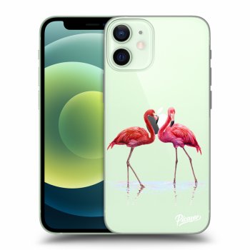 Picasee Apple iPhone 12 mini Hülle - Transparentes Silikon - Flamingos couple