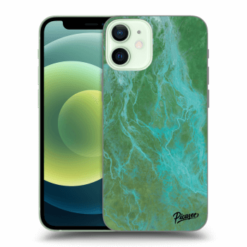 Picasee Apple iPhone 12 mini Hülle - Schwarzes Silikon - Green marble