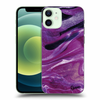 Picasee Apple iPhone 12 mini Hülle - Schwarzes Silikon - Purple glitter