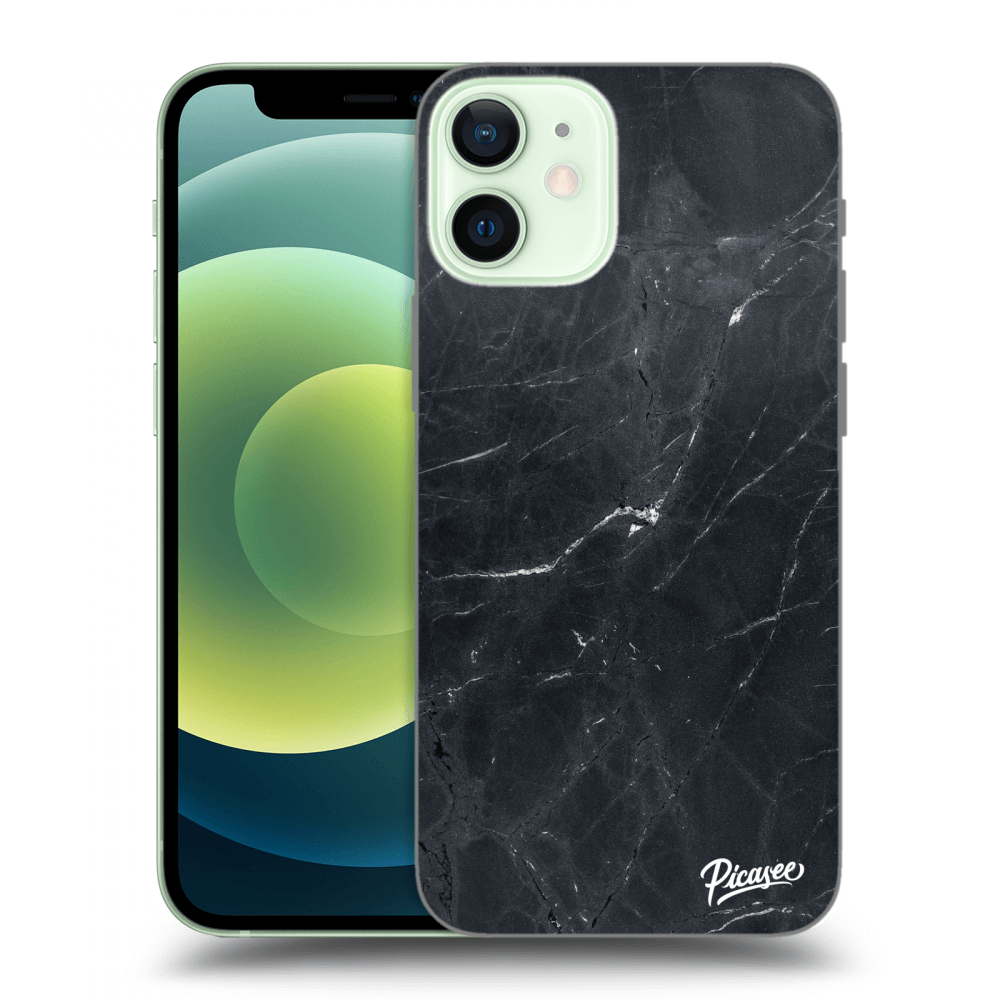 Picasee Apple iPhone 12 mini Hülle - Transparentes Silikon - Black marble