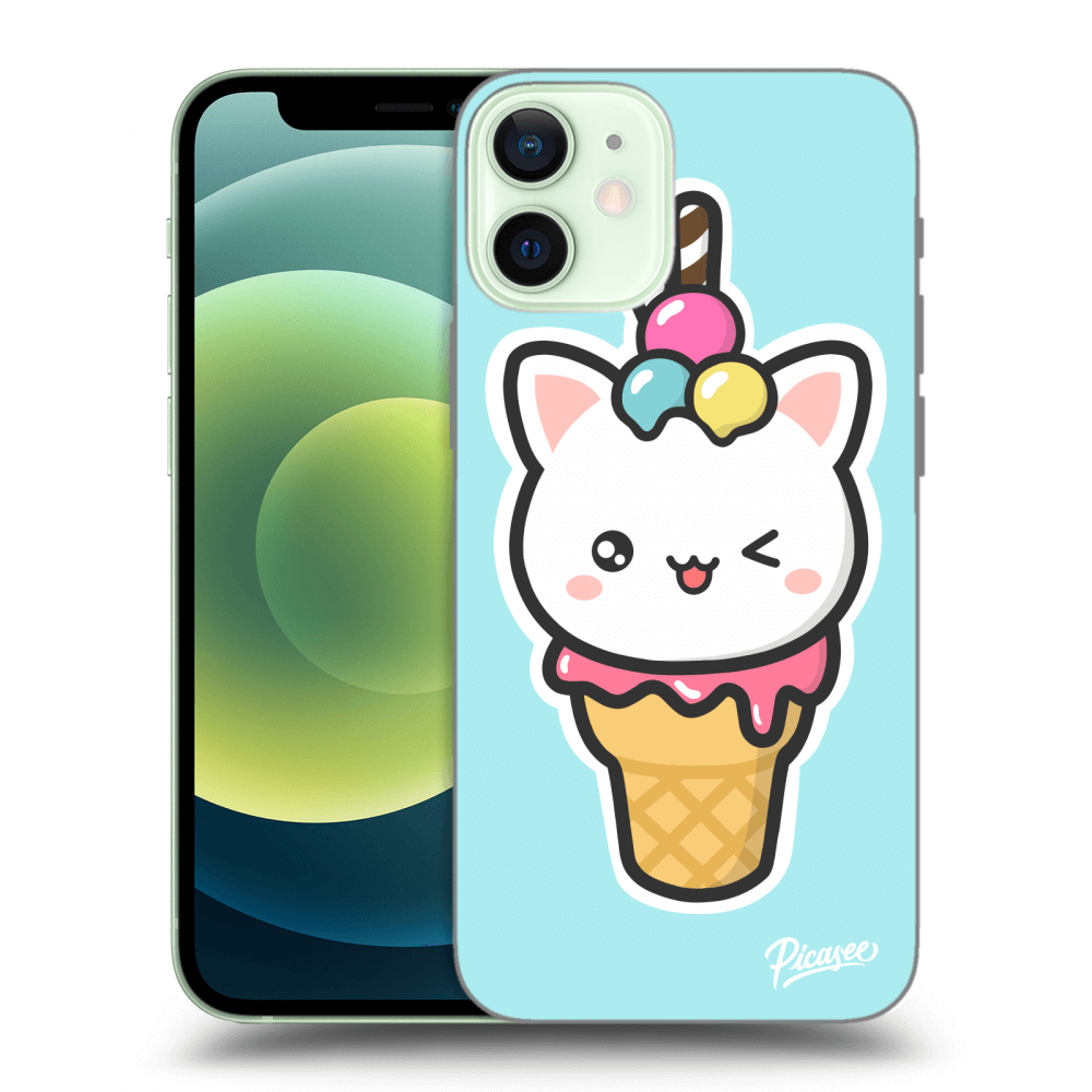 Picasee Apple iPhone 12 mini Hülle - Schwarzes Silikon - Ice Cream Cat