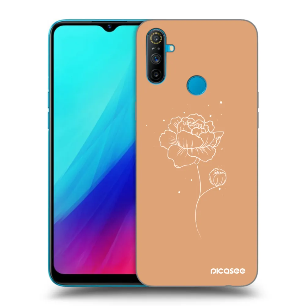 Picasee Realme C3 Hülle - Schwarzes Silikon - Peonies