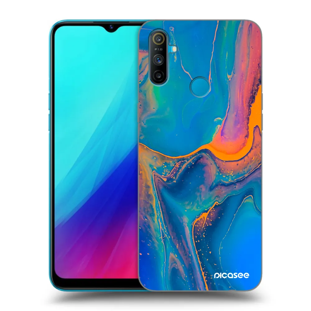 Picasee Realme C3 Hülle - Schwarzes Silikon - Rainbow