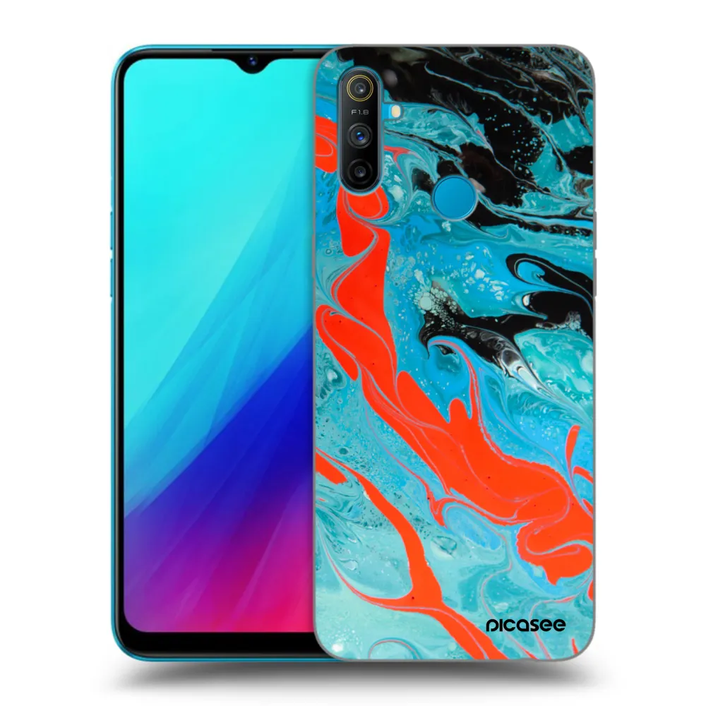 Picasee Realme C3 Hülle - Schwarzes Silikon - Blue Magma