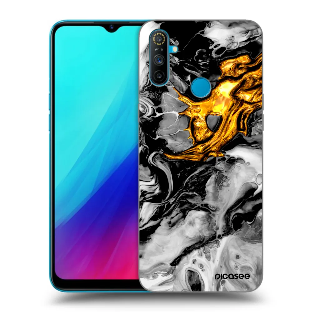 Picasee Realme C3 Hülle - Schwarzes Silikon - Black Gold 2