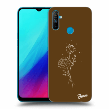 Picasee Realme C3 Hülle - Schwarzes Silikon - Brown flowers