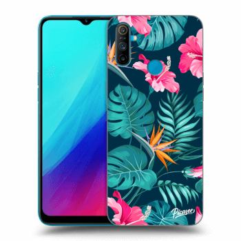 Picasee Realme C3 Hülle - Schwarzes Silikon - Pink Monstera