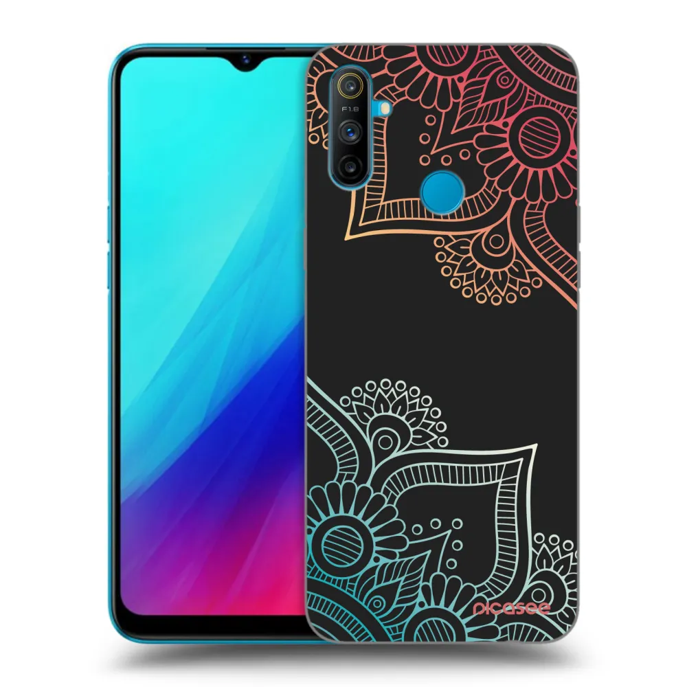 Picasee Realme C3 Hülle - Schwarzes Silikon - Blumenmuster