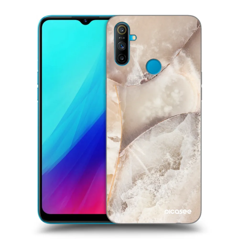 Picasee Realme C3 Hülle - Schwarzes Silikon - Cream marble