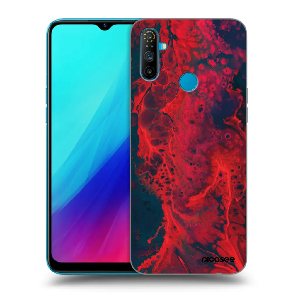 Picasee Realme C3 Hülle - Schwarzes Silikon - Organic red