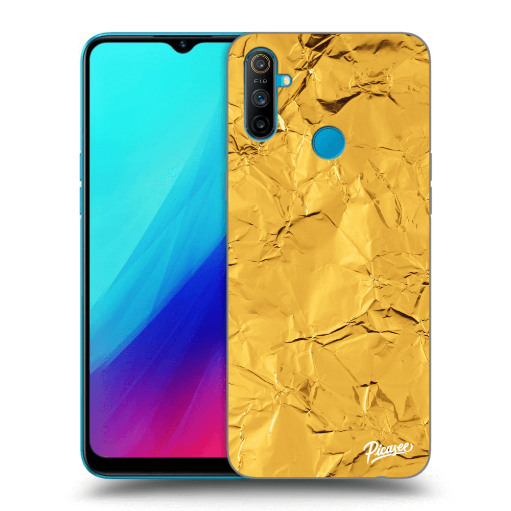 Picasee Realme C3 Hülle - Schwarzes Silikon - Gold