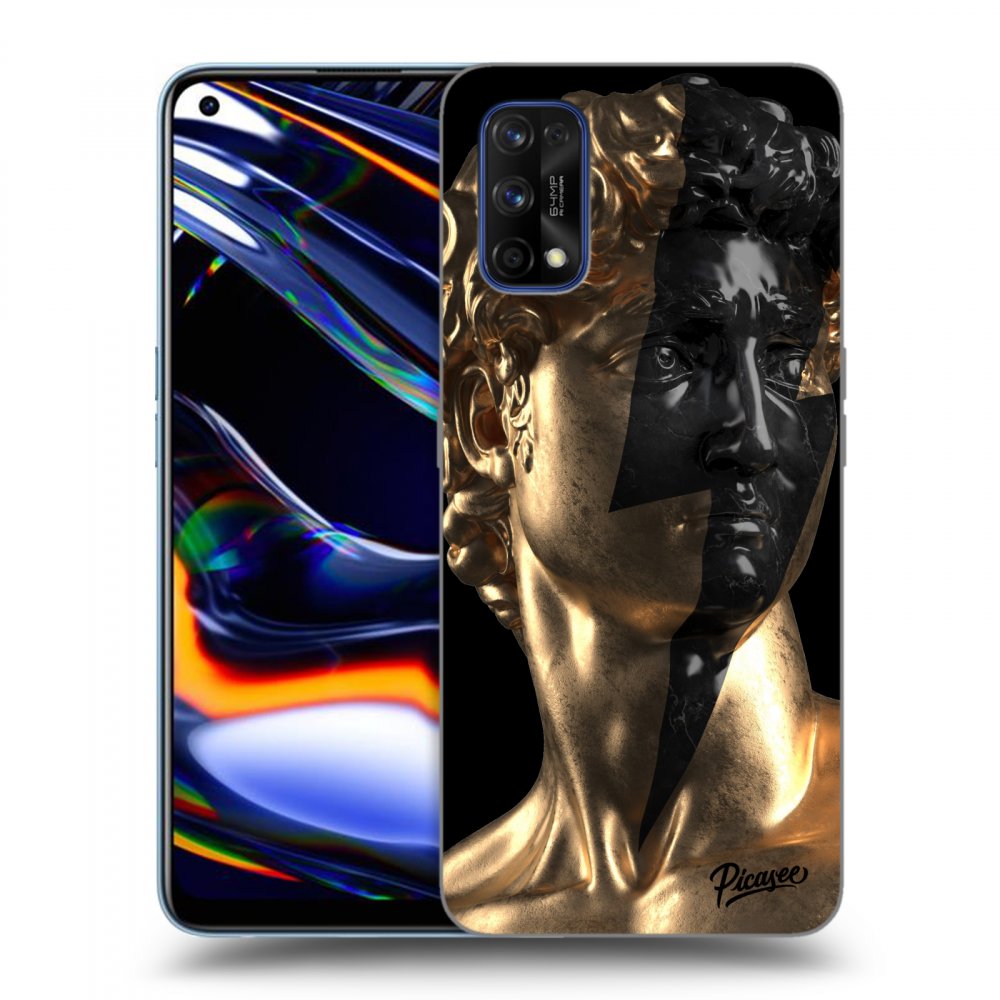 Picasee Realme 7 Pro Hülle - Schwarzes Silikon - Wildfire - Gold