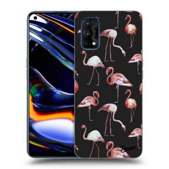 Picasee Realme 7 Pro Hülle - Schwarzes Silikon - Flamingos