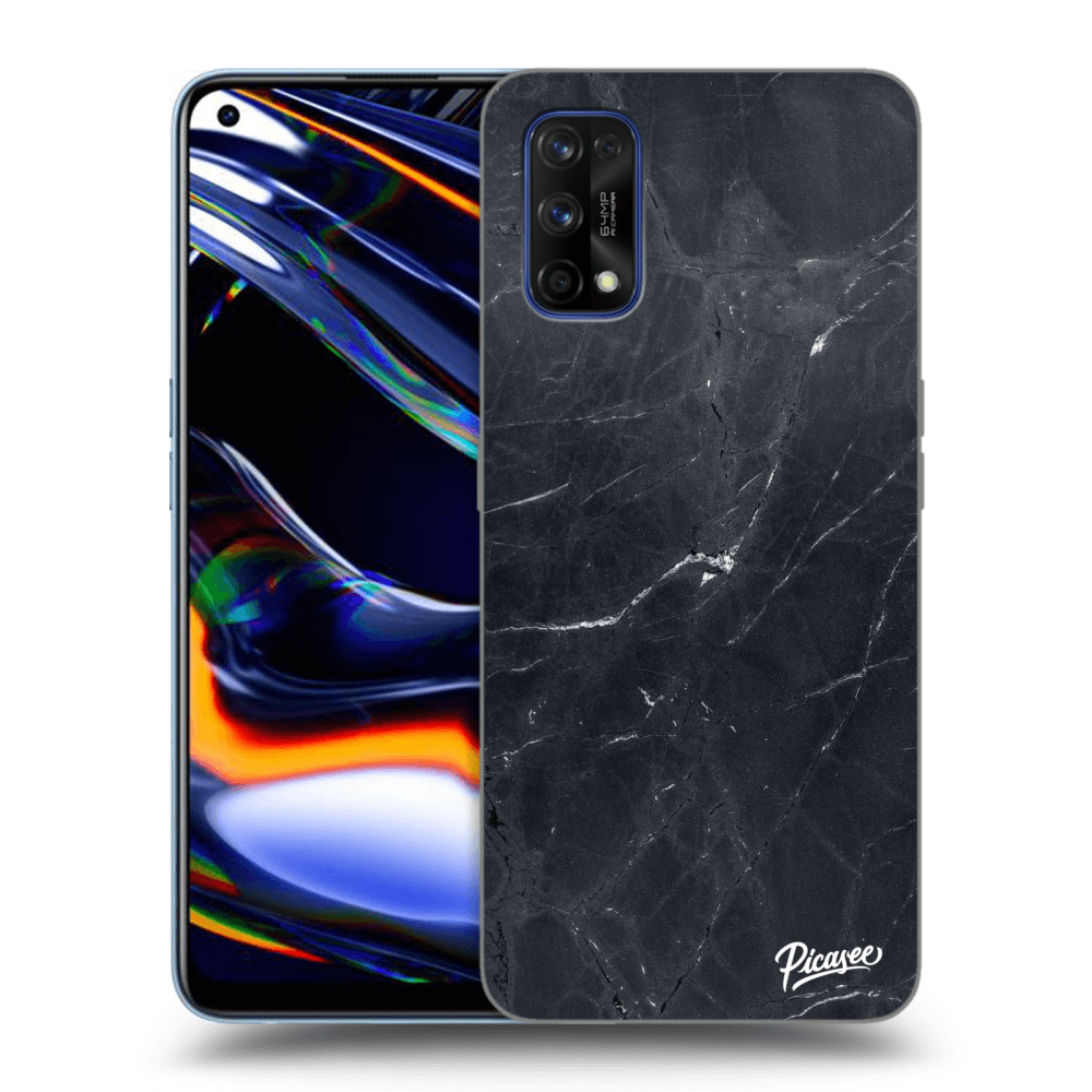 Picasee Realme 7 Pro Hülle - Transparentes Silikon - Black marble