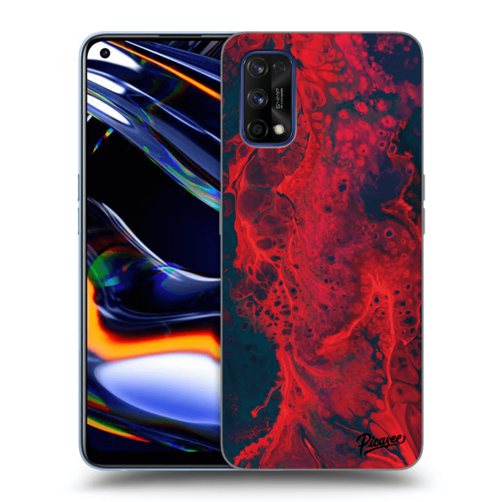 Picasee Realme 7 Pro Hülle - Schwarzes Silikon - Organic red