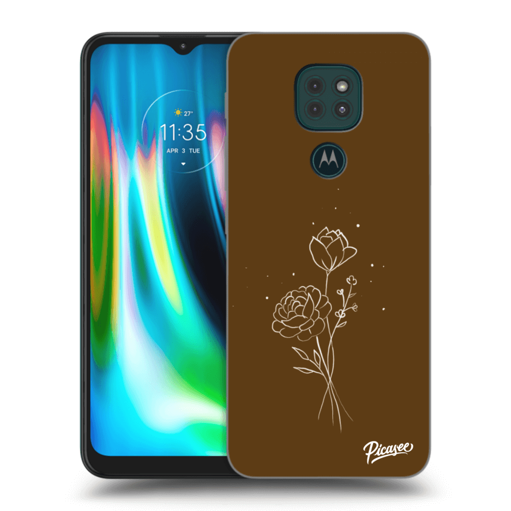 Picasee Motorola Moto G9 Play Hülle - Transparentes Silikon - Brown flowers