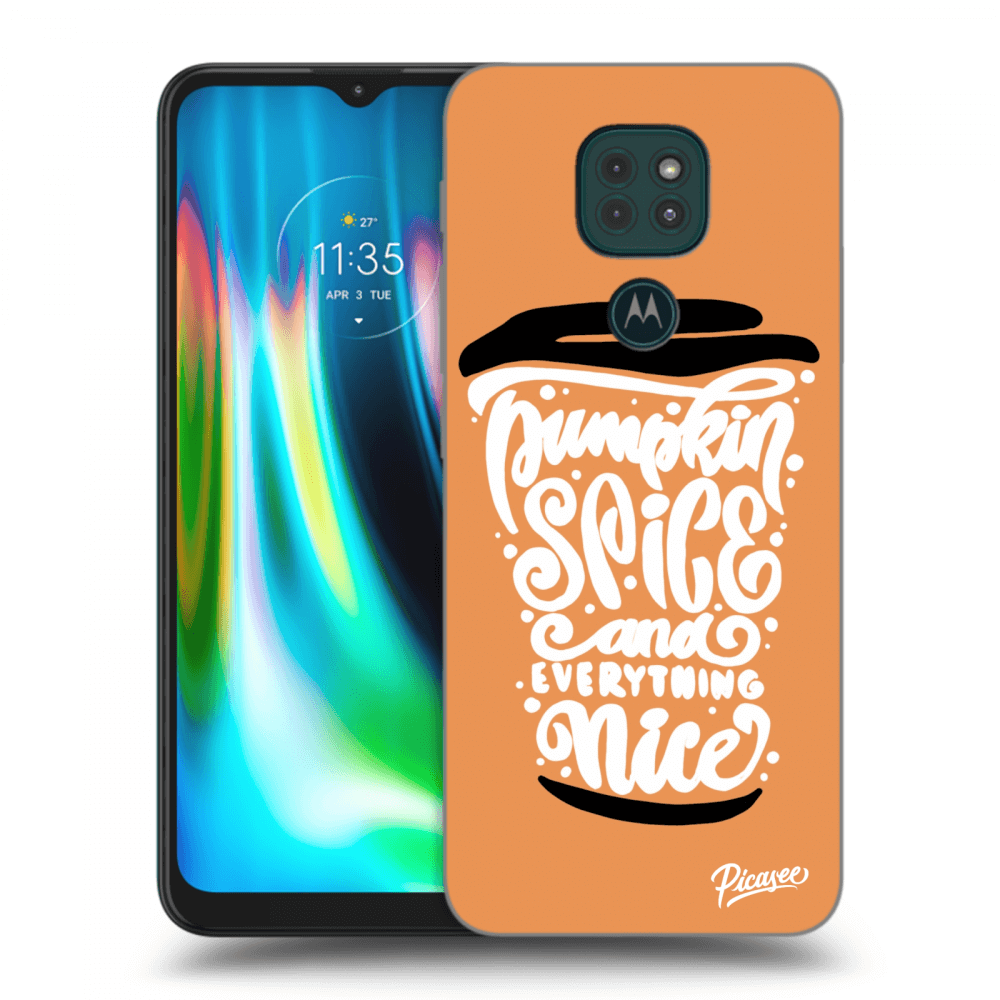 Picasee Motorola Moto G9 Play Hülle - Transparentes Silikon - Pumpkin coffee