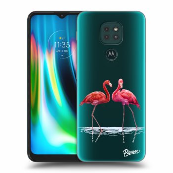 Picasee Motorola Moto G9 Play Hülle - Transparentes Silikon - Flamingos couple