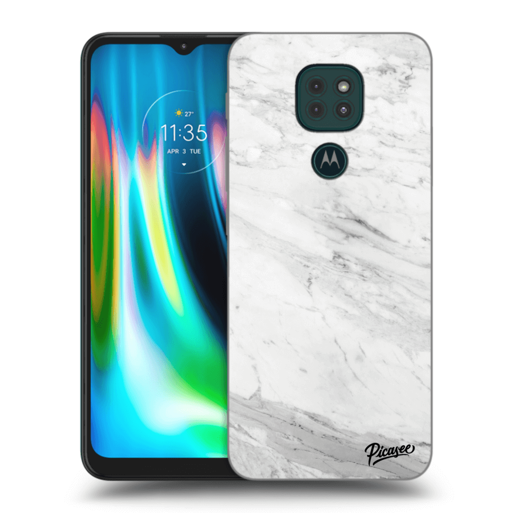 Picasee Motorola Moto G9 Play Hülle - Transparentes Silikon - White marble