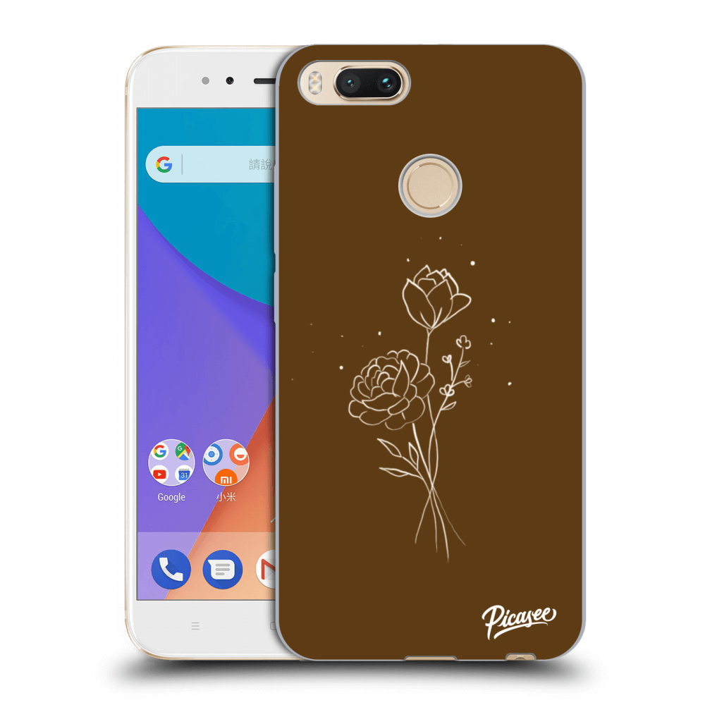 Picasee Xiaomi Mi A1 Global Hülle - Transparentes Silikon - Brown flowers