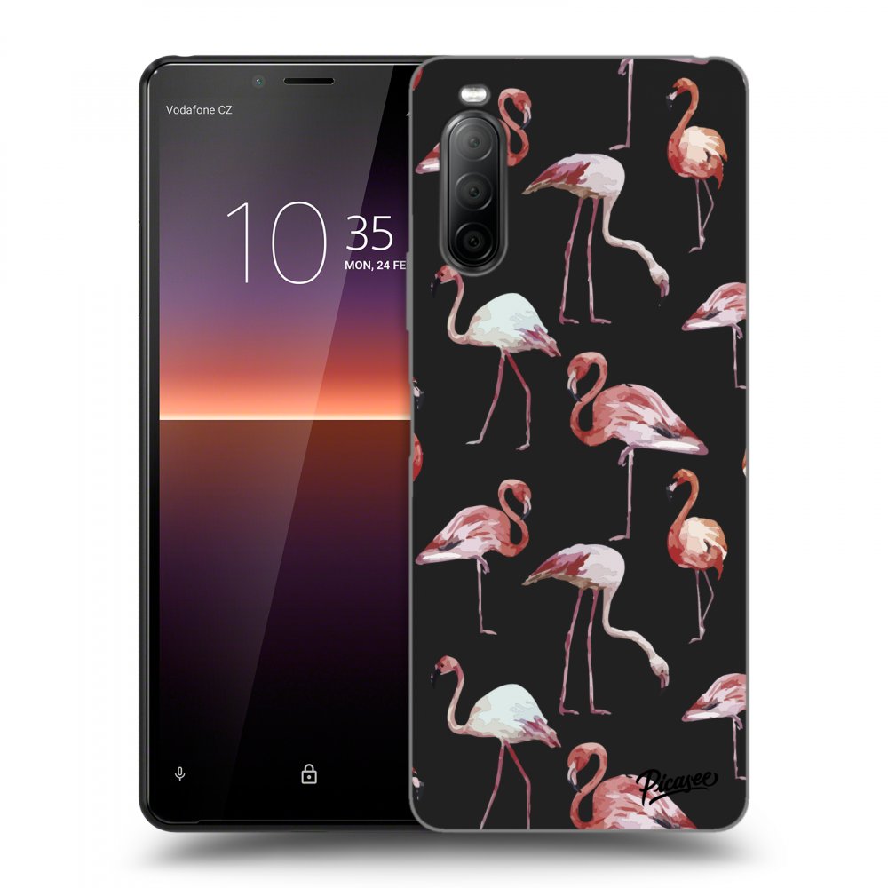 Picasee Sony Xperia 10 II Hülle - Schwarzes Silikon - Flamingos