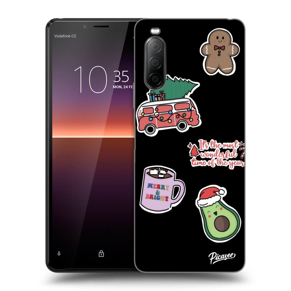 Picasee Sony Xperia 10 II Hülle - Schwarzes Silikon - Christmas Stickers