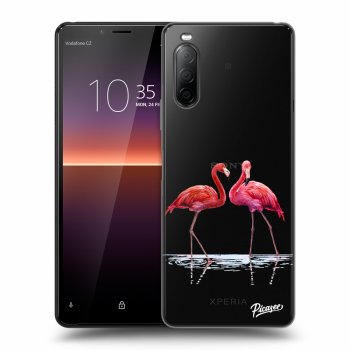 Picasee Sony Xperia 10 II Hülle - Transparentes Silikon - Flamingos couple