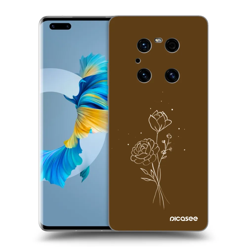 Picasee Huawei Mate 40 Pro Hülle - Schwarzes Silikon - Brown flowers