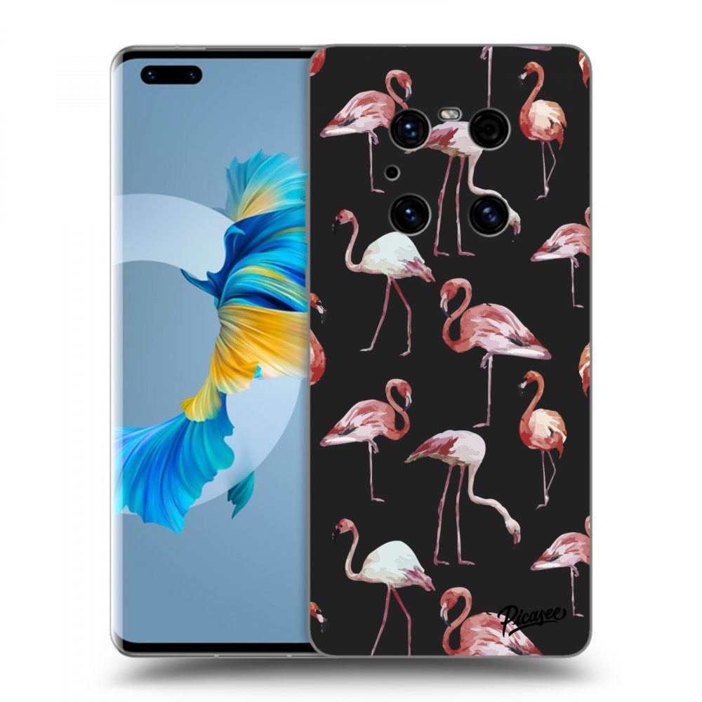 Picasee Huawei Mate 40 Pro Hülle - Schwarzes Silikon - Flamingos
