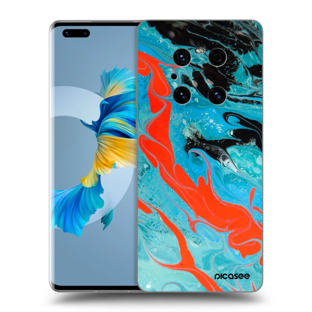 Picasee Huawei Mate 40 Pro Hülle - Schwarzes Silikon - Blue Magma