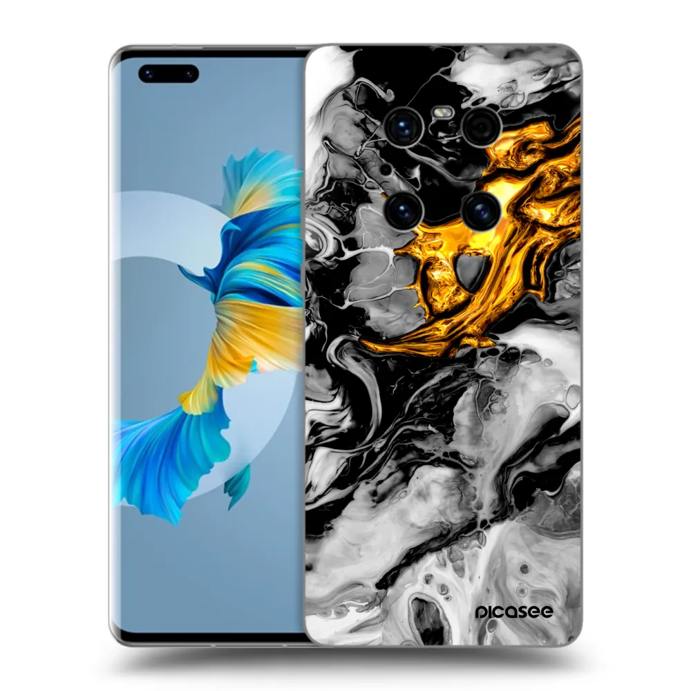 Picasee Huawei Mate 40 Pro Hülle - Schwarzes Silikon - Black Gold 2