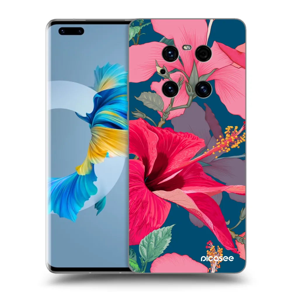 Picasee Huawei Mate 40 Pro Hülle - Schwarzes Silikon - Hibiscus