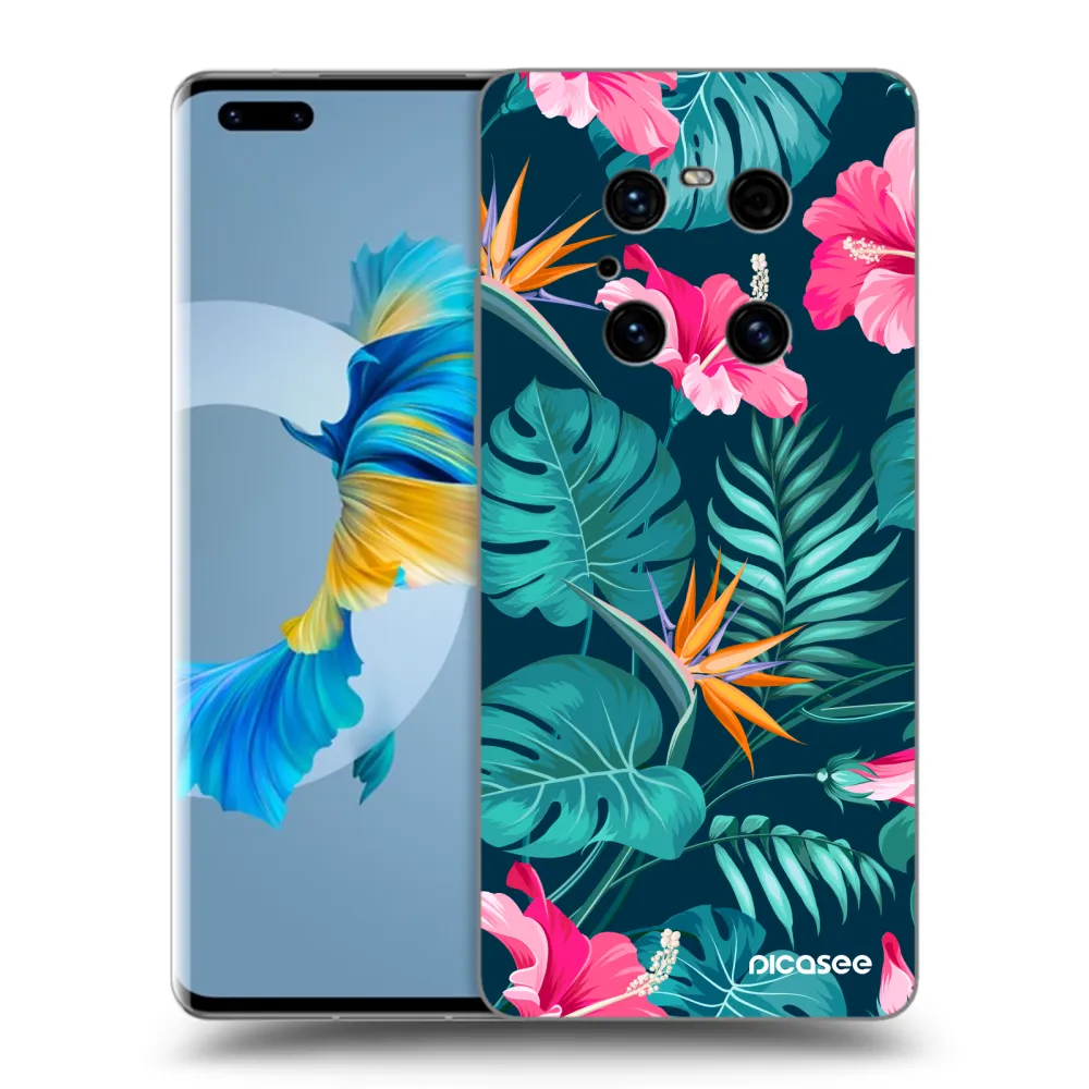 Picasee Huawei Mate 40 Pro Hülle - Schwarzes Silikon - Pink Monstera
