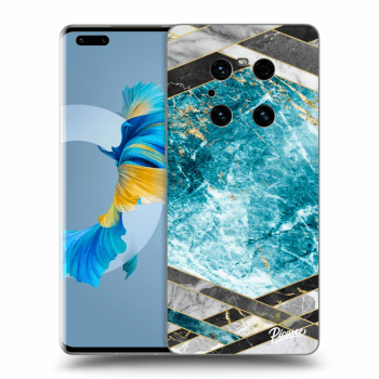 Picasee Huawei Mate 40 Pro Hülle - Schwarzes Silikon - Blue geometry