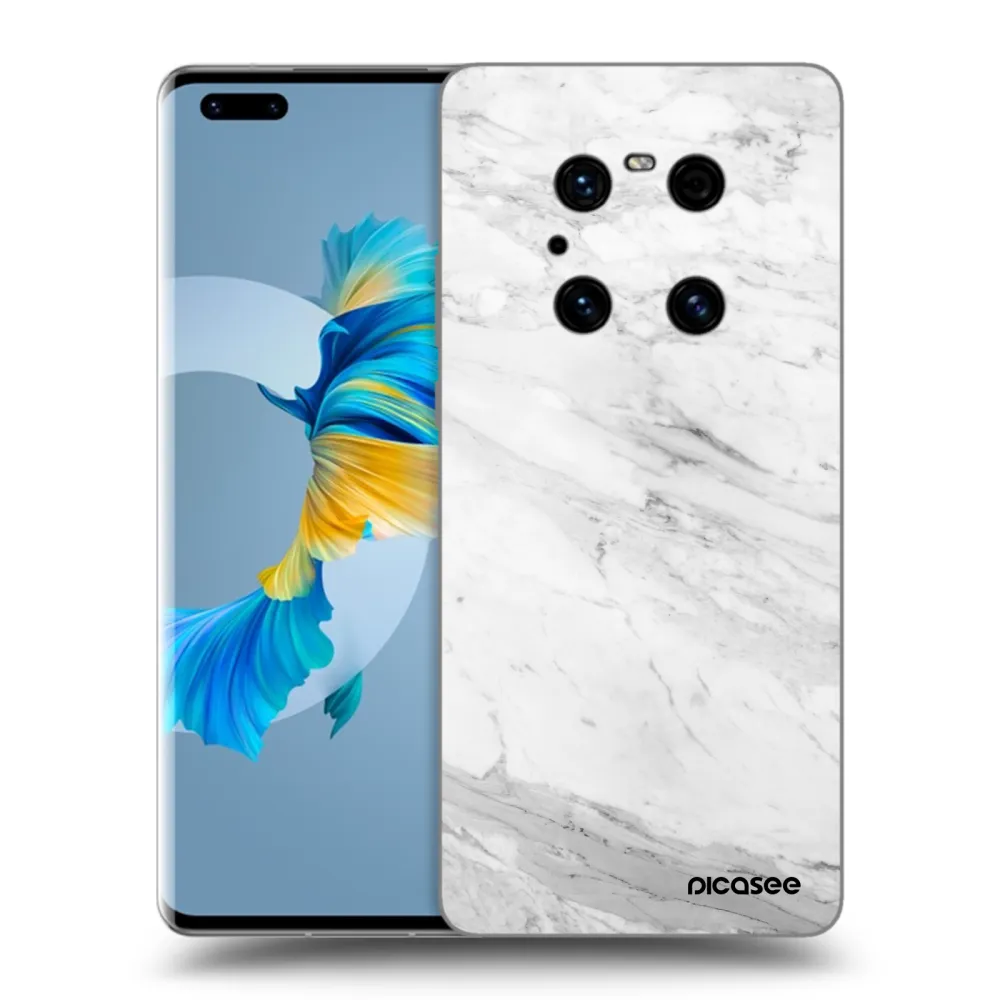 Picasee Huawei Mate 40 Pro Hülle - Schwarzes Silikon - White marble