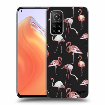 Picasee Xiaomi Mi 10T Hülle - Schwarzes Silikon - Flamingos