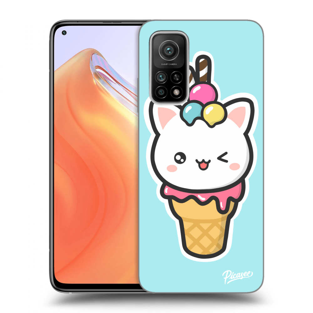 Picasee Xiaomi Mi 10T Hülle - Transparentes Silikon - Ice Cream Cat