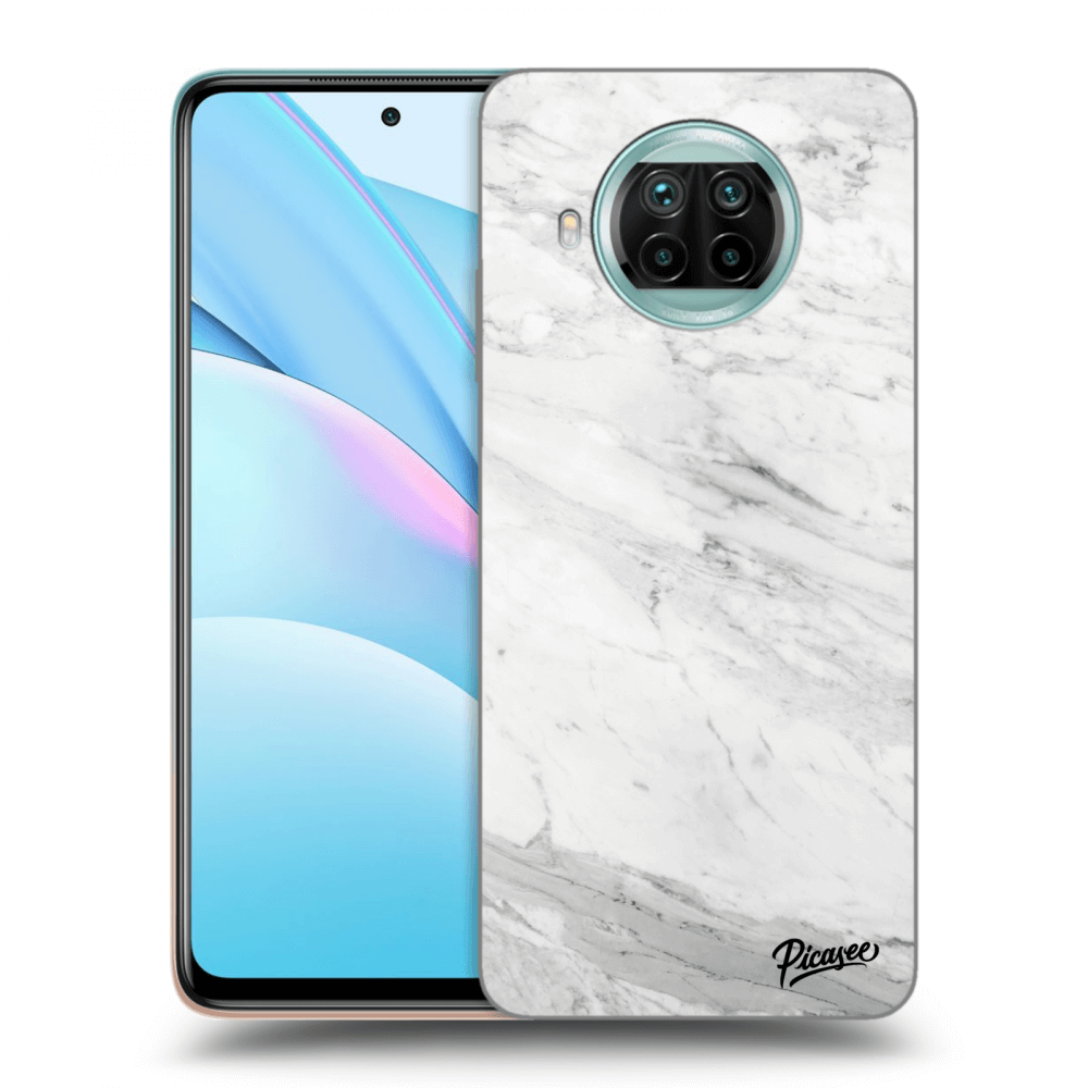 Picasee Xiaomi Mi 10T Lite Hülle - Schwarzes Silikon - White marble