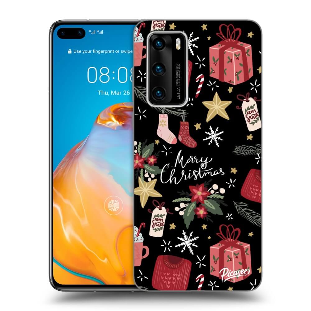 Picasee Huawei P40 Hülle - Schwarzes Silikon - Christmas