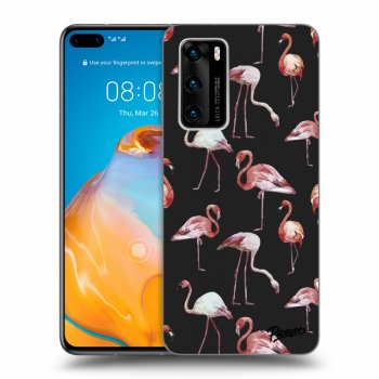 Picasee Huawei P40 Hülle - Schwarzes Silikon - Flamingos
