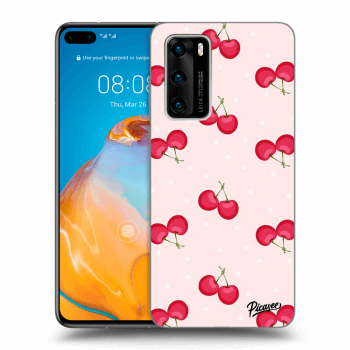 Picasee Huawei P40 Hülle - Schwarzes Silikon - Cherries