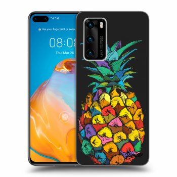 Picasee Huawei P40 Hülle - Schwarzes Silikon - Pineapple