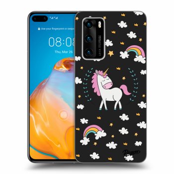 Picasee Huawei P40 Hülle - Schwarzes Silikon - Unicorn star heaven