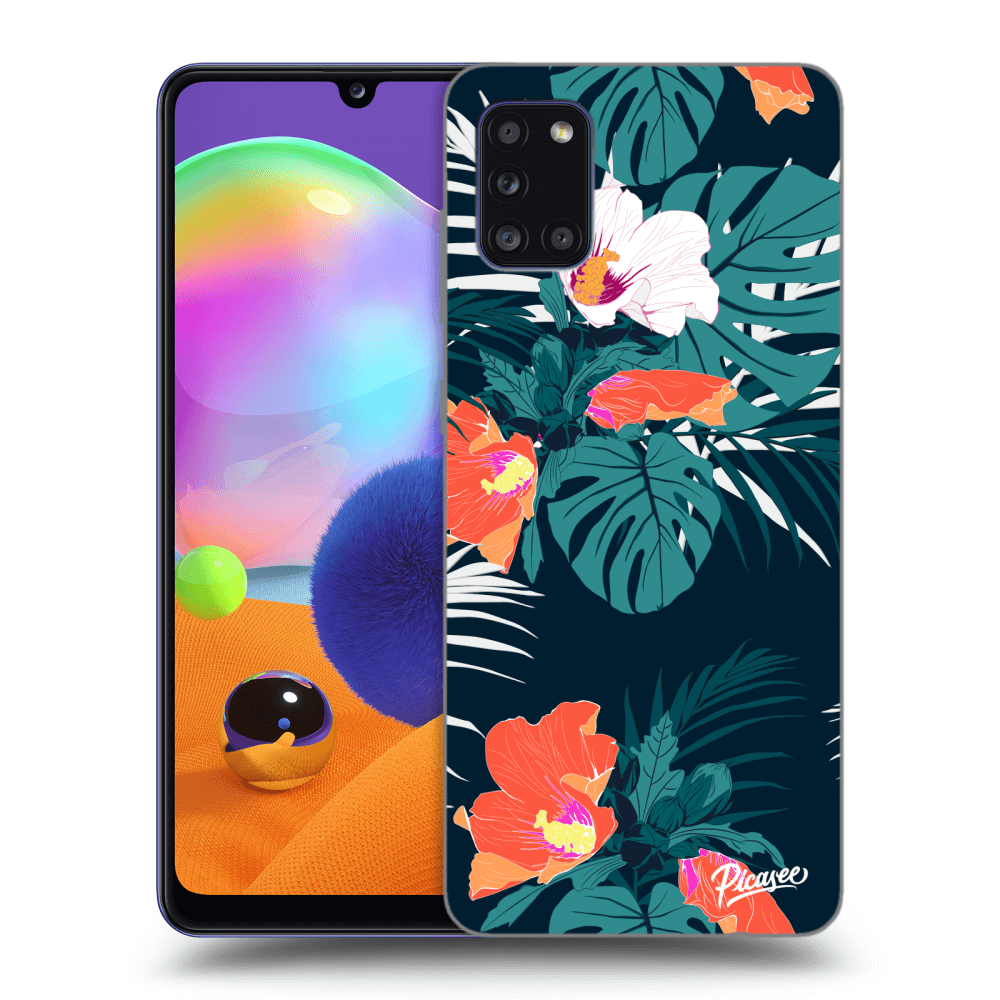 Picasee Samsung Galaxy A31 A315F Hülle - Schwarzes Silikon - Monstera Color