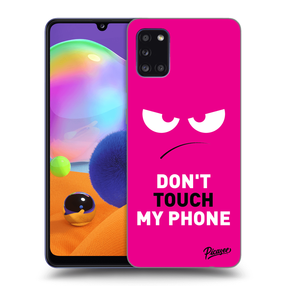 Picasee Samsung Galaxy A31 A315F Hülle - Schwarzes Silikon - Angry Eyes - Pink