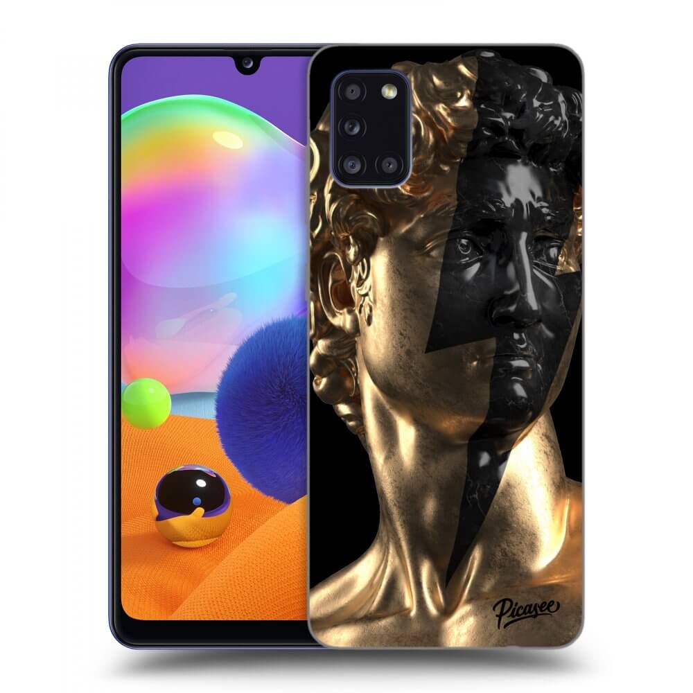 Picasee Samsung Galaxy A31 A315F Hülle - Schwarzes Silikon - Wildfire - Gold