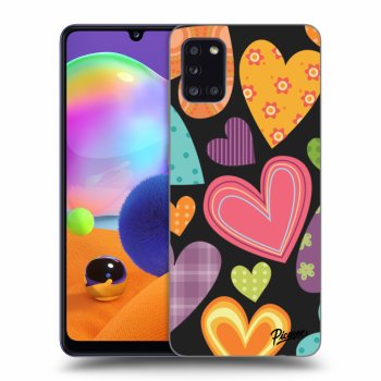 Picasee Samsung Galaxy A31 A315F Hülle - Schwarzes Silikon - Colored heart